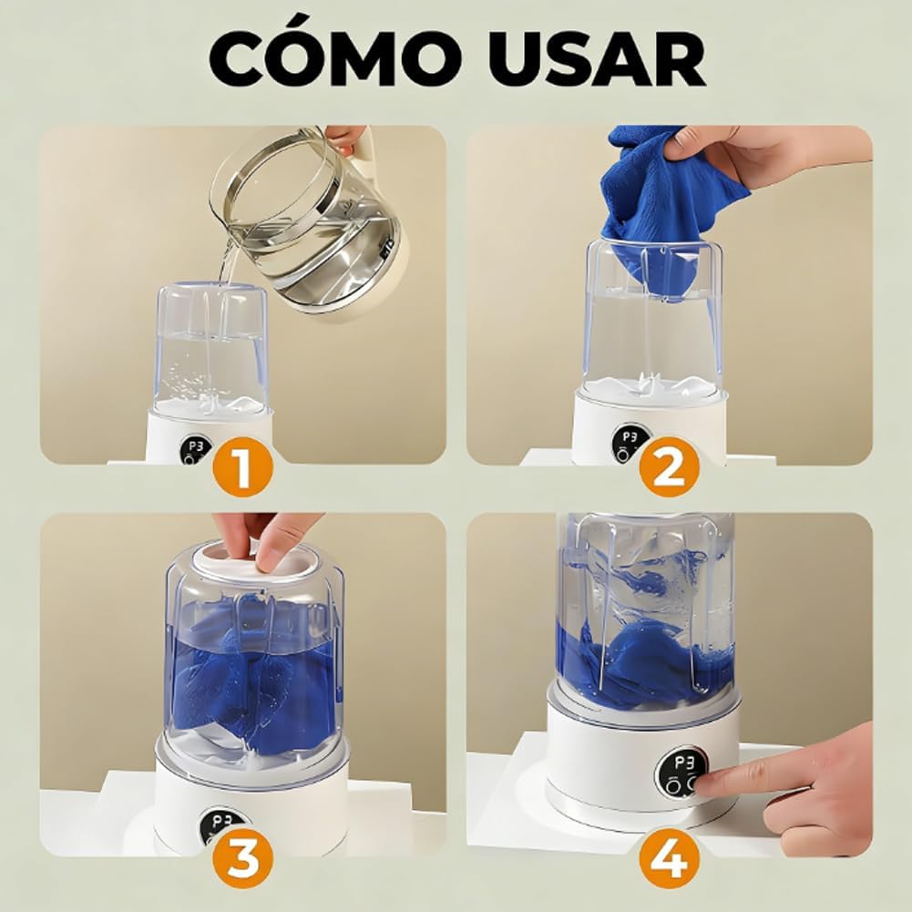 Mini Lavadora Portatil Recargable Usb