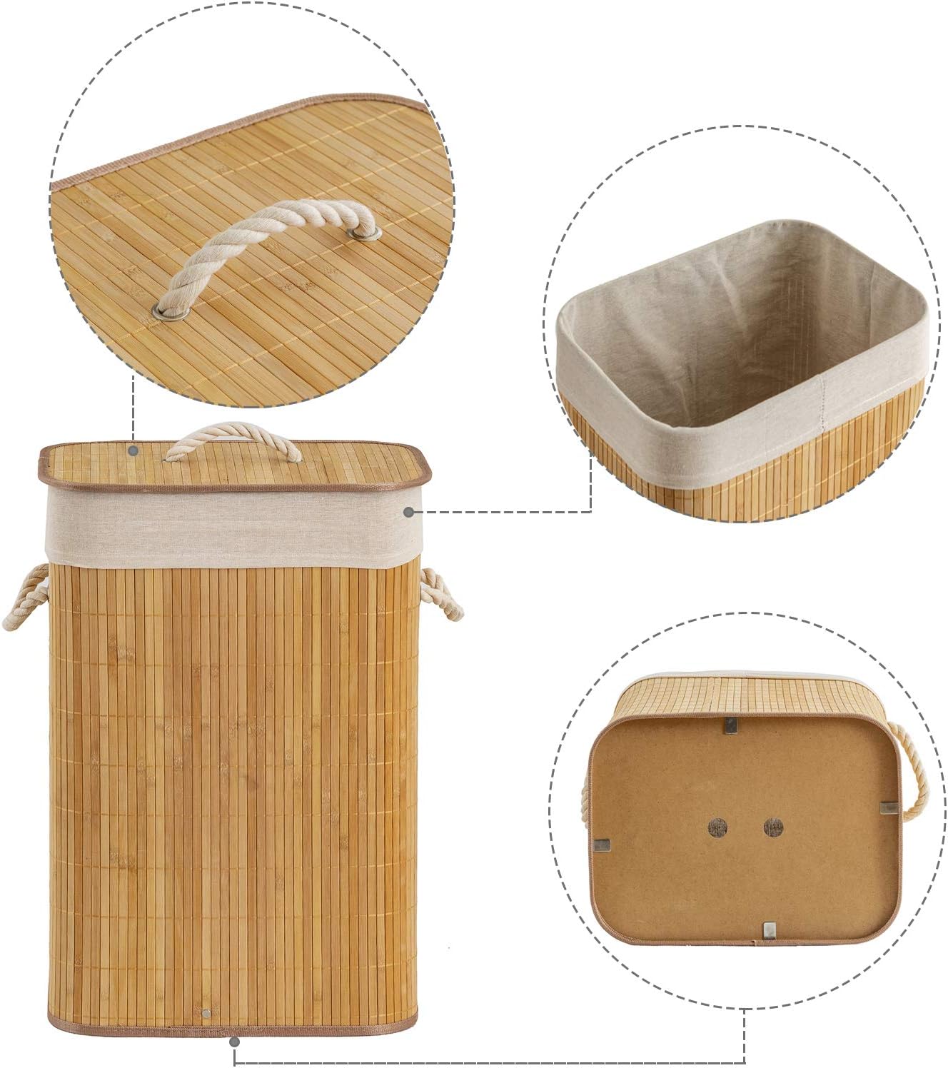 Elegante Cesta Organizadora De Bambú