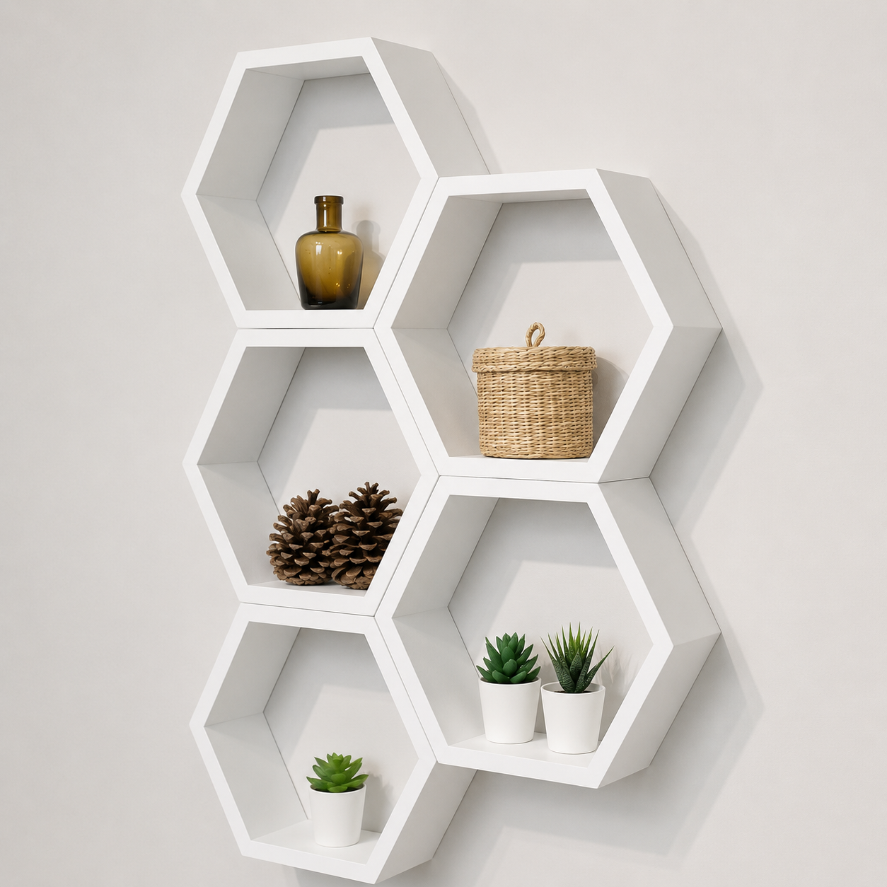 repisa hexagonal para hogar x3 unidades