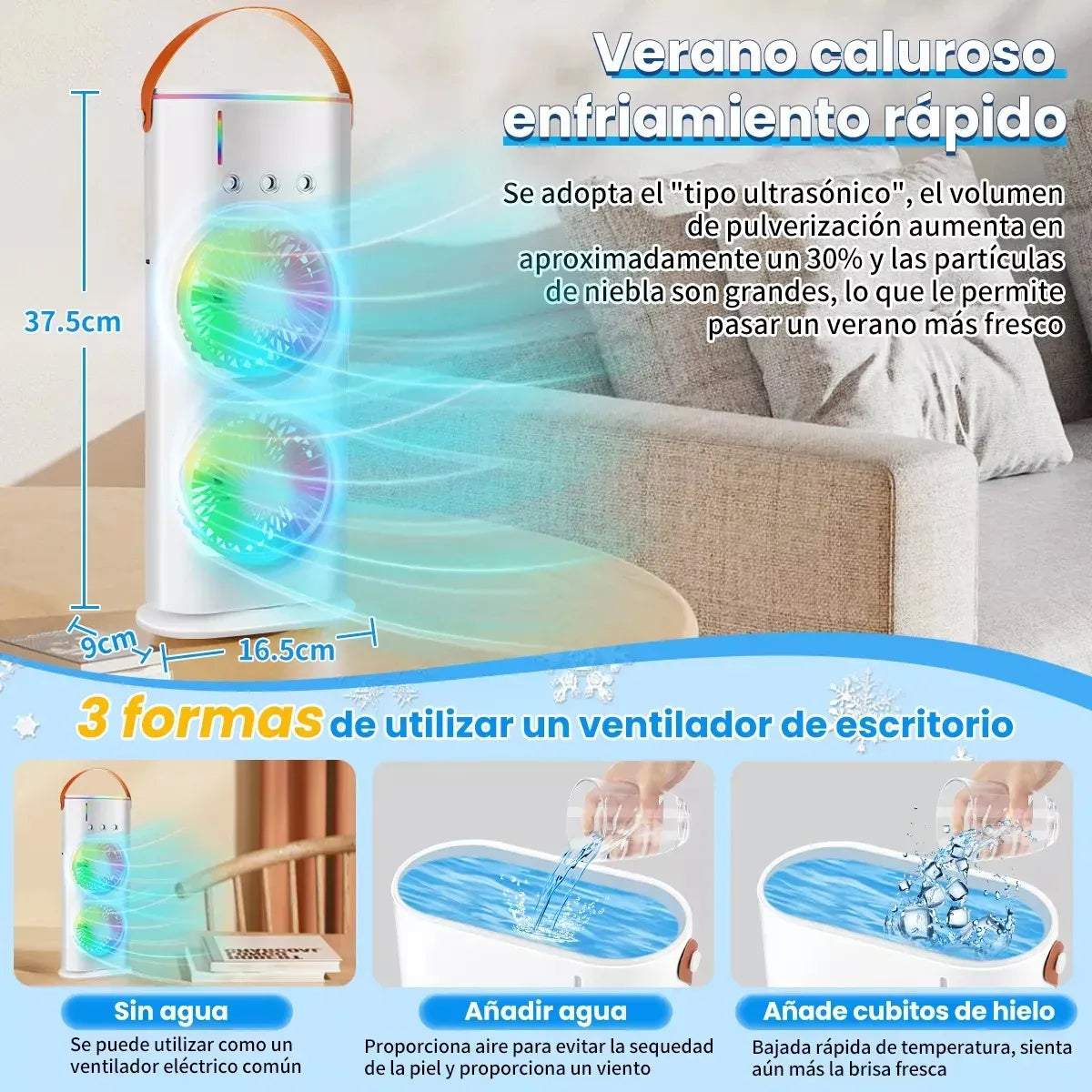 VENTILADOR DOBLE CON ROTACIÓN