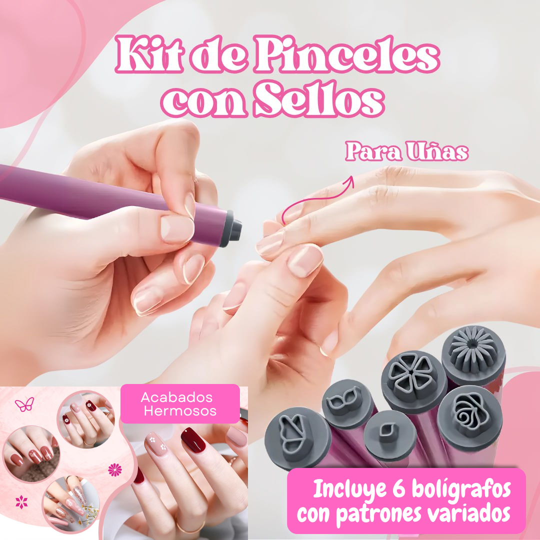 Set para estampar uñas x 6