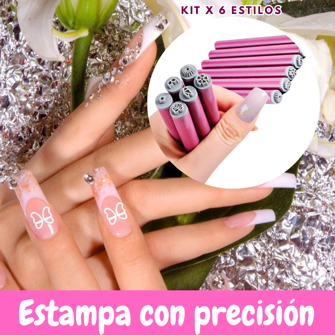 Set para estampar uñas x 6