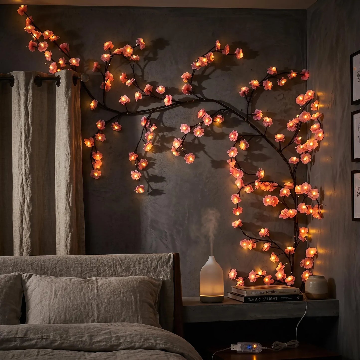 Guirnalda De Flores Cerezo Con Luces Led
