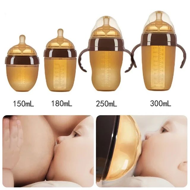 Tetero en silicona con chupo forma pezón