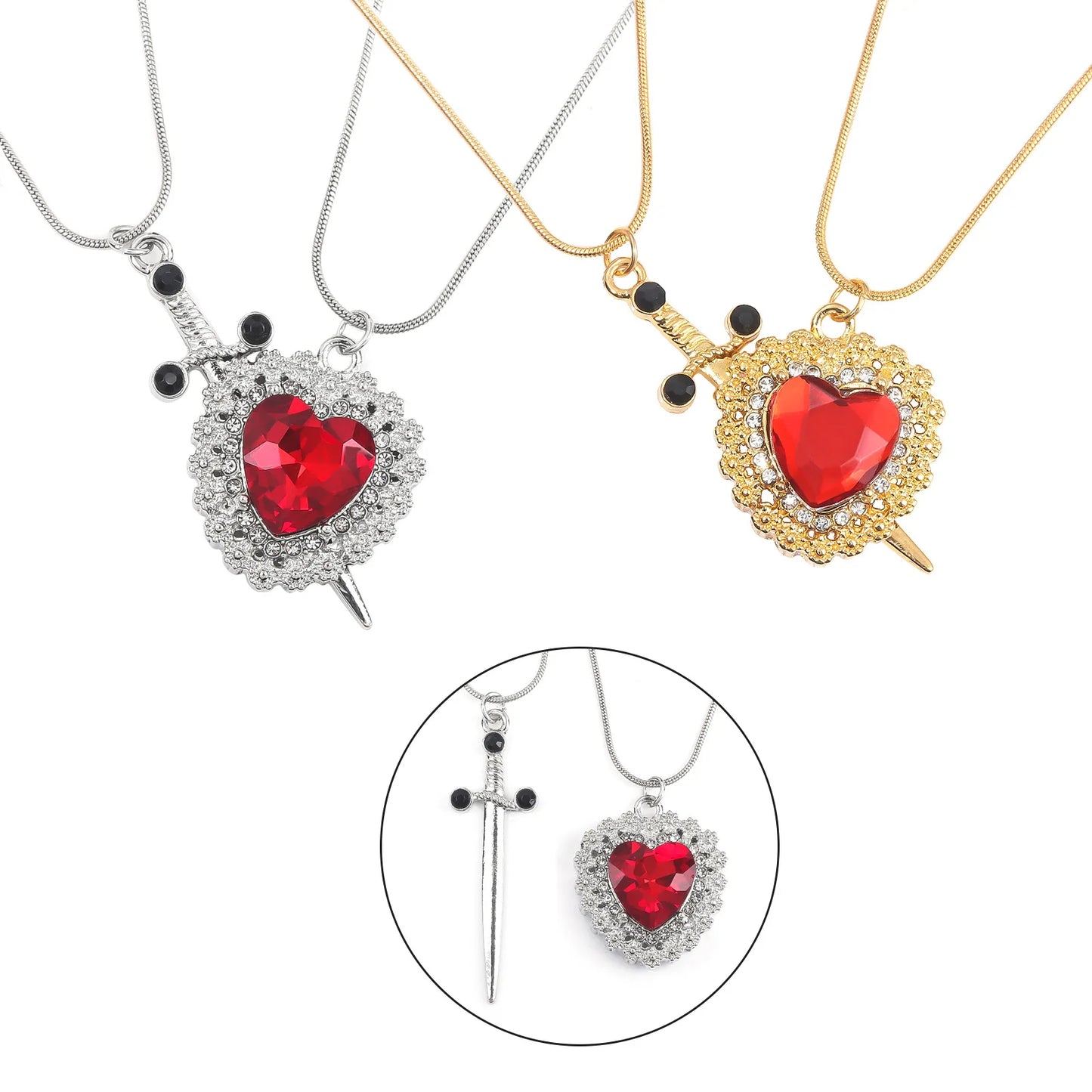 Cadena para pareja Corazón y Espada