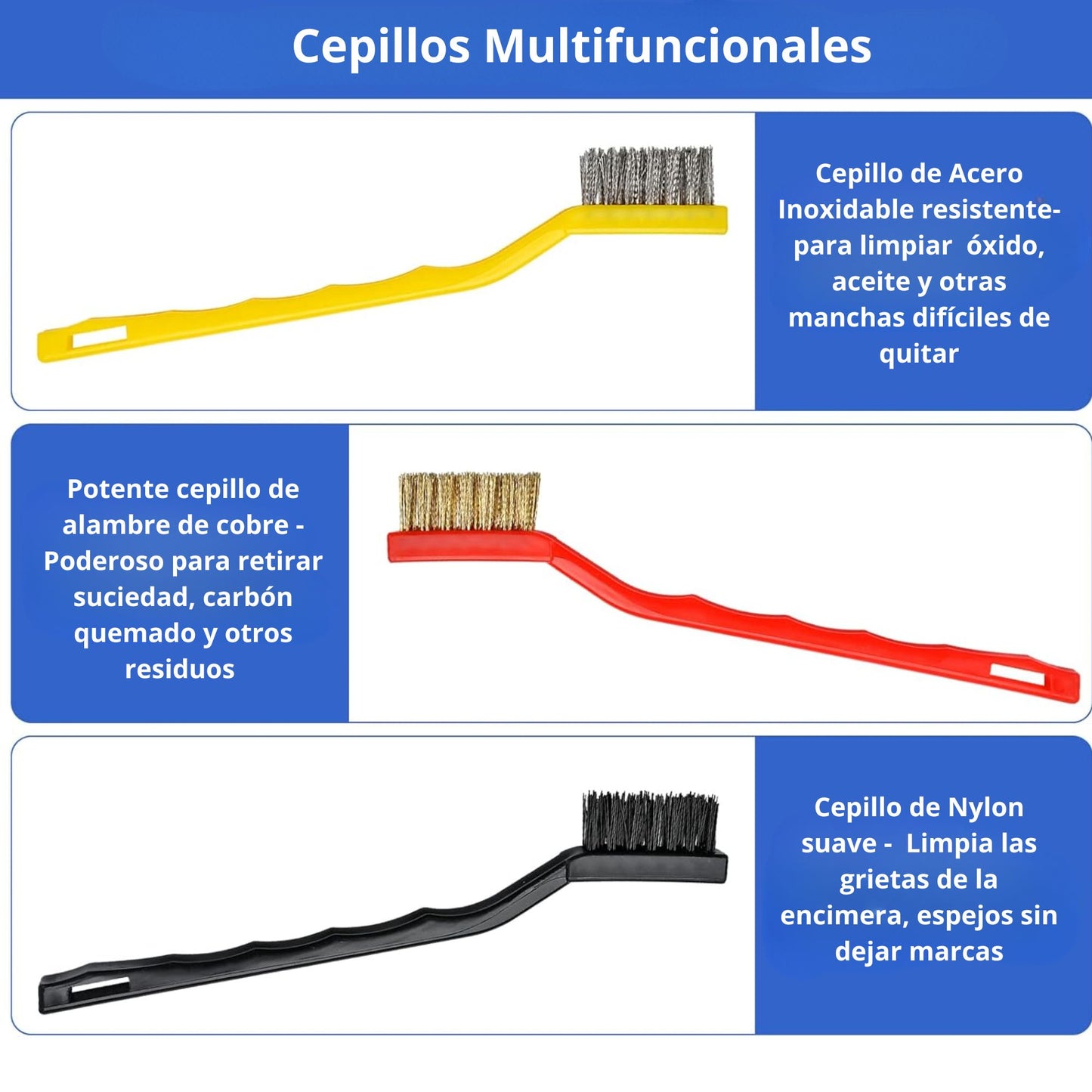 Set X 3 cepillos duros multiusos