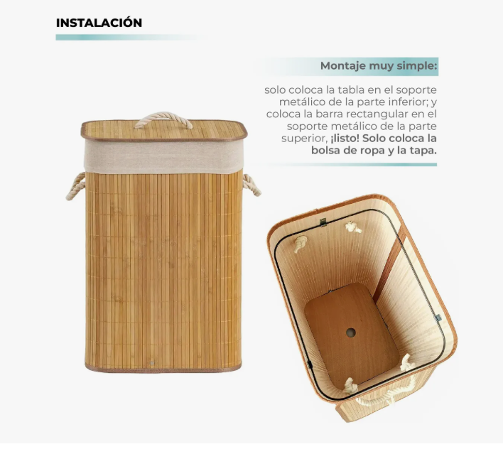 Elegante Cesta Organizadora De Bambú