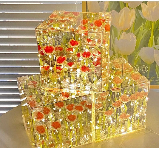 CUBO DE ROSAS ETERNAS PARA ARMAR: UN REGALO INOLVIDABLE (10 X 10 CM )