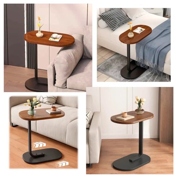 Mesa Auxiliar en Forma de C - color café oscuro
