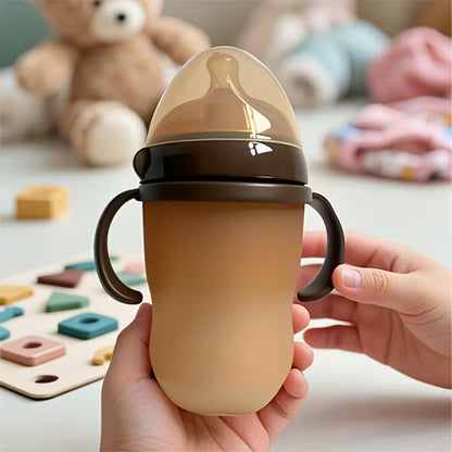 Tetero en silicona con chupo forma pezón