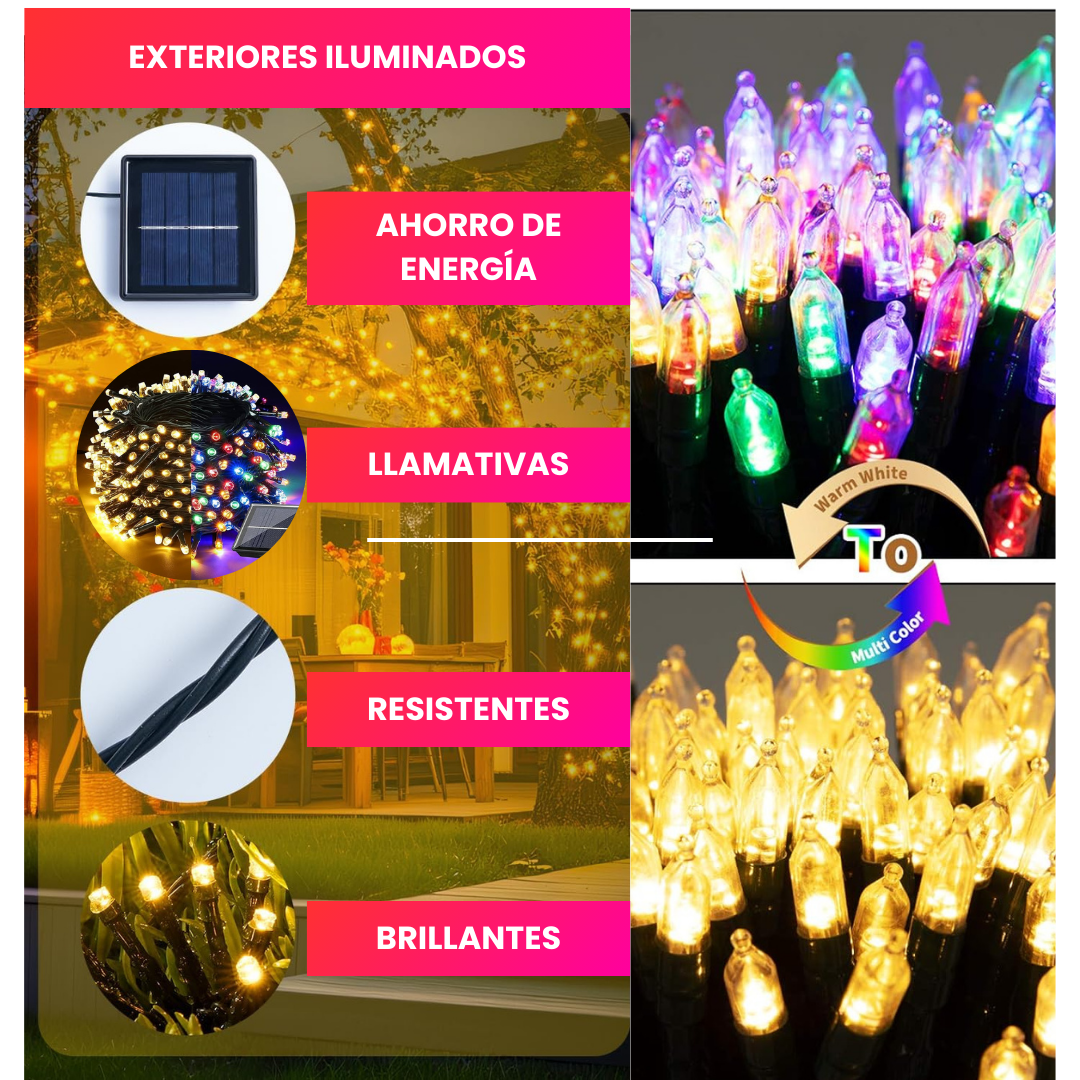 Extensión de Luces Con Panel Solar x 30 metros