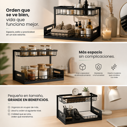 Organizador deslizante dos niveles