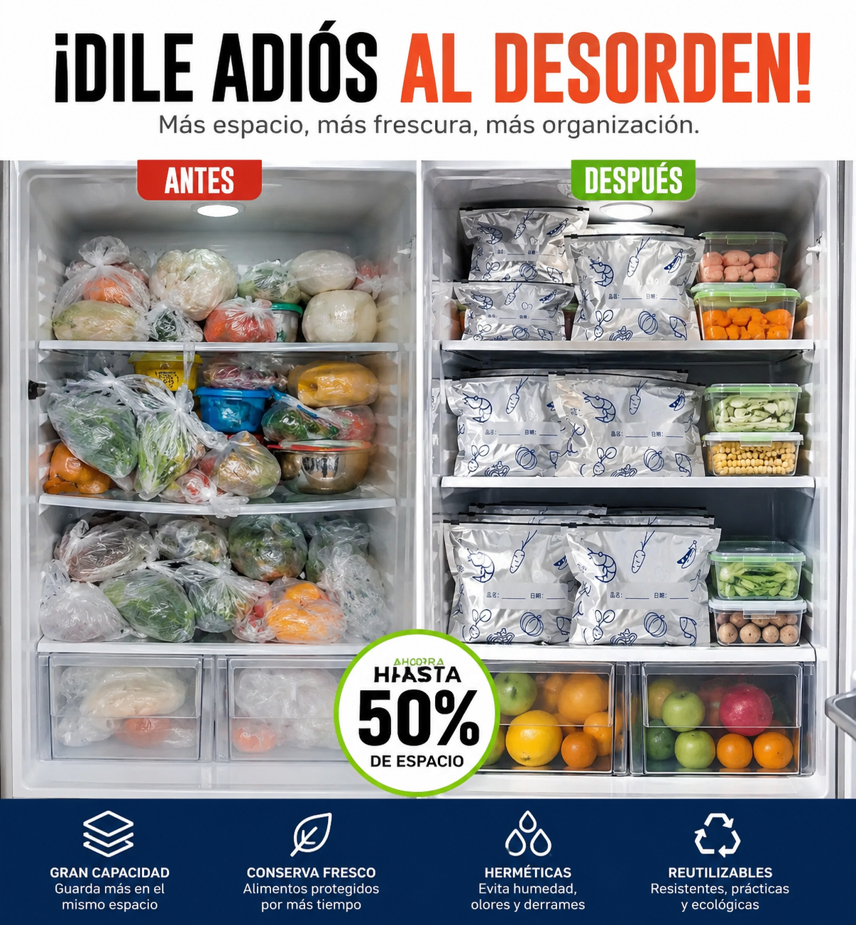 BOLSAS DE SELLADO PARA ALIMENTOS SET X  10
