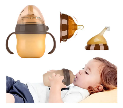 Tetero en silicona con chupo forma pezón