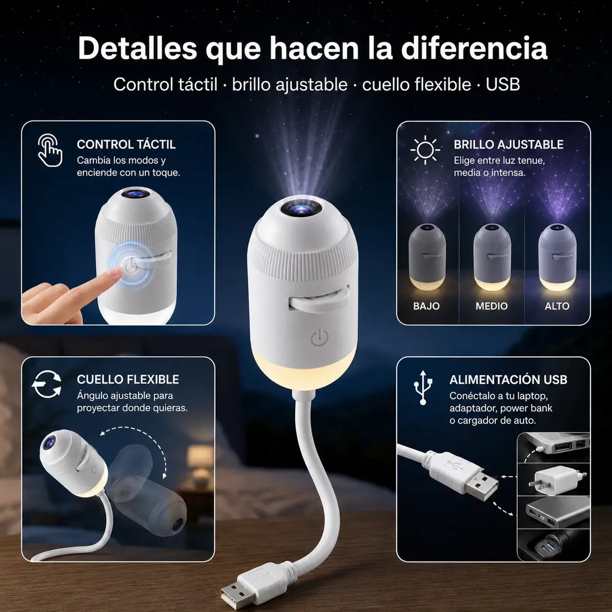 Mini lampara Proyectora de Galaxias