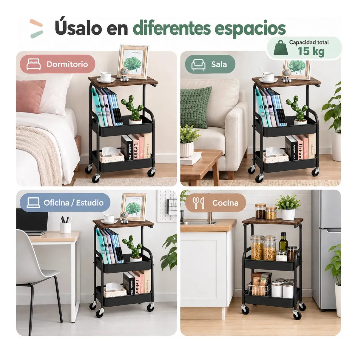 CARRO ORGANIZADOR DISEÑO DE MESA 3 NIVELES