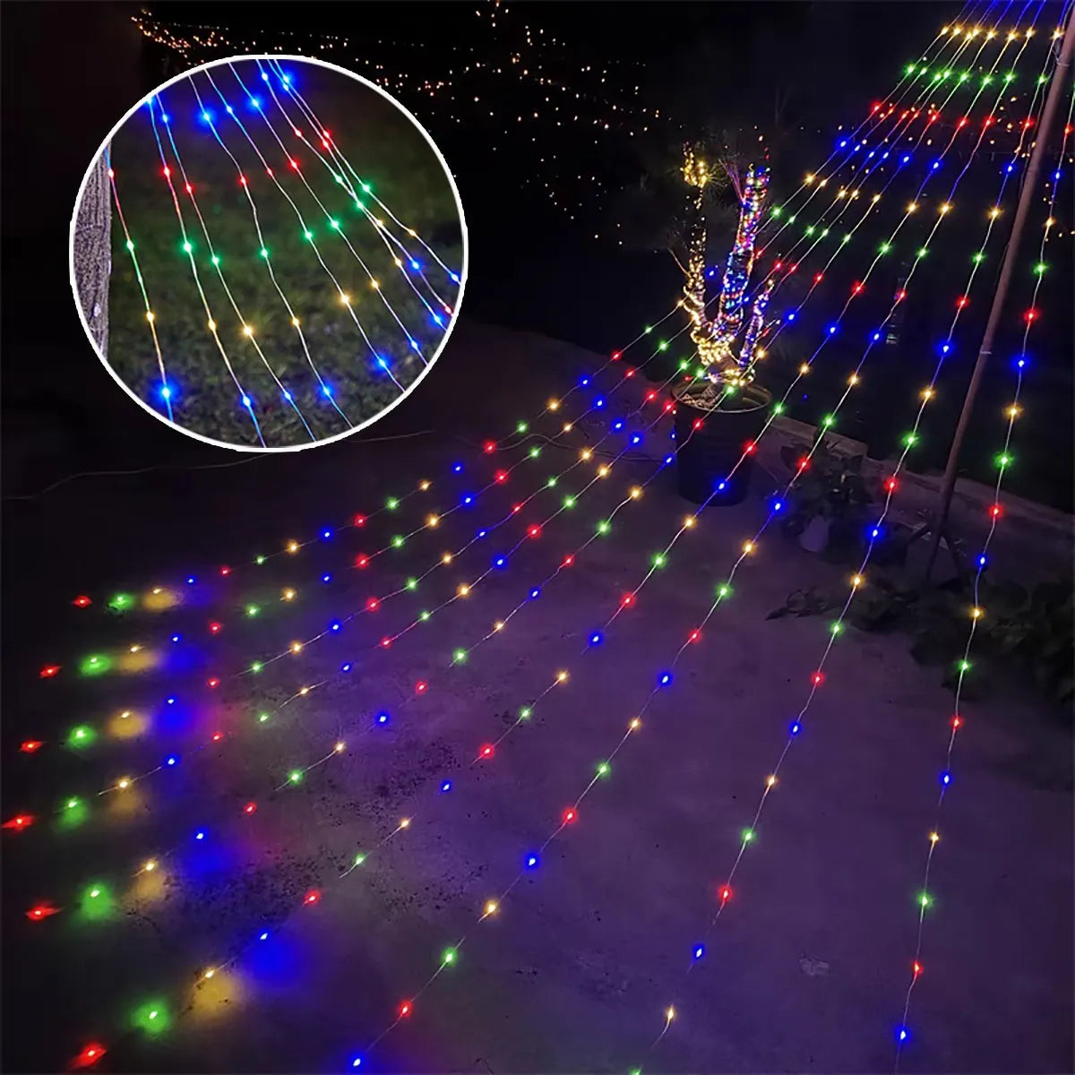 Cascada de luces navideñas 2 metros