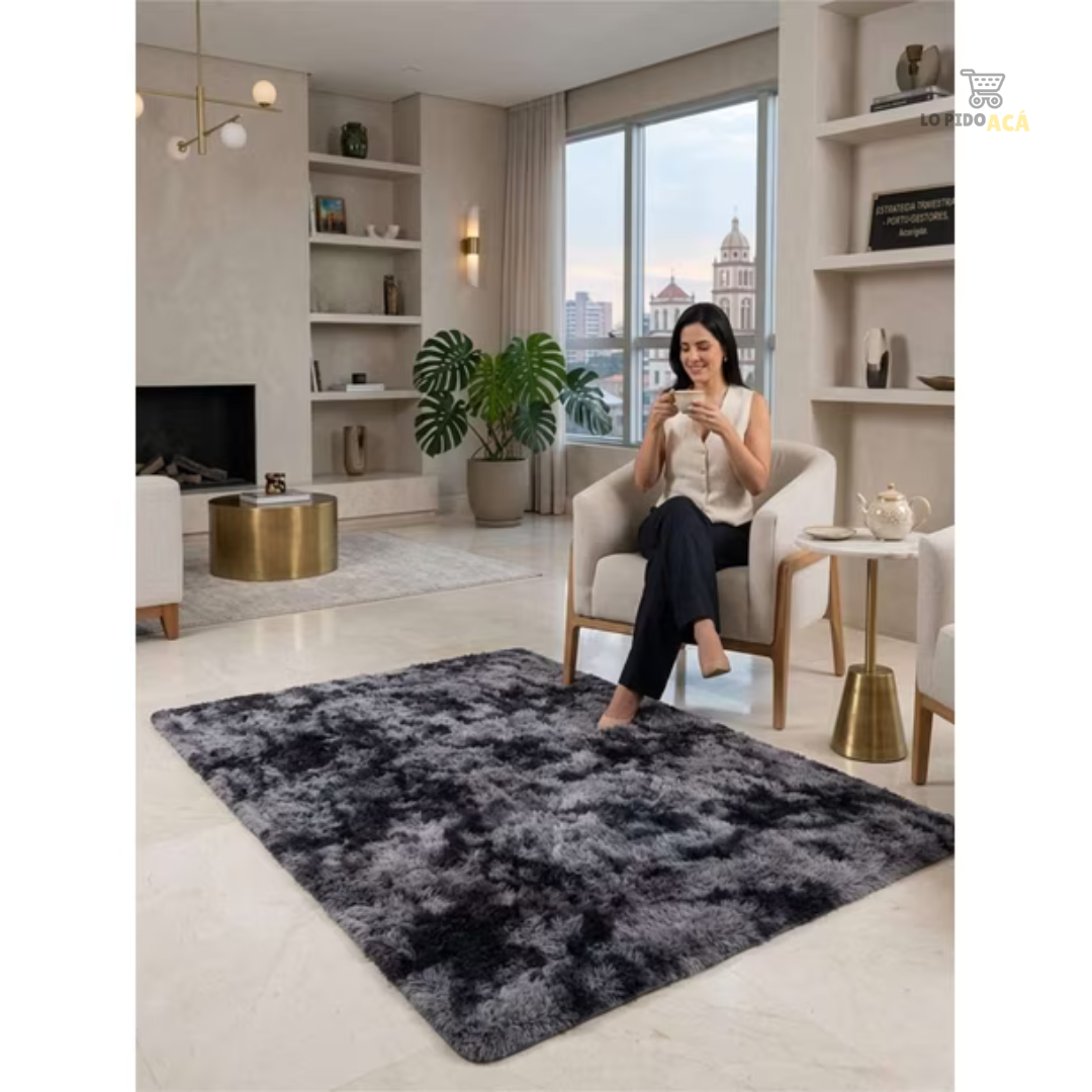 Alfombra peluda antideslizante 150 cm x 200 cm.