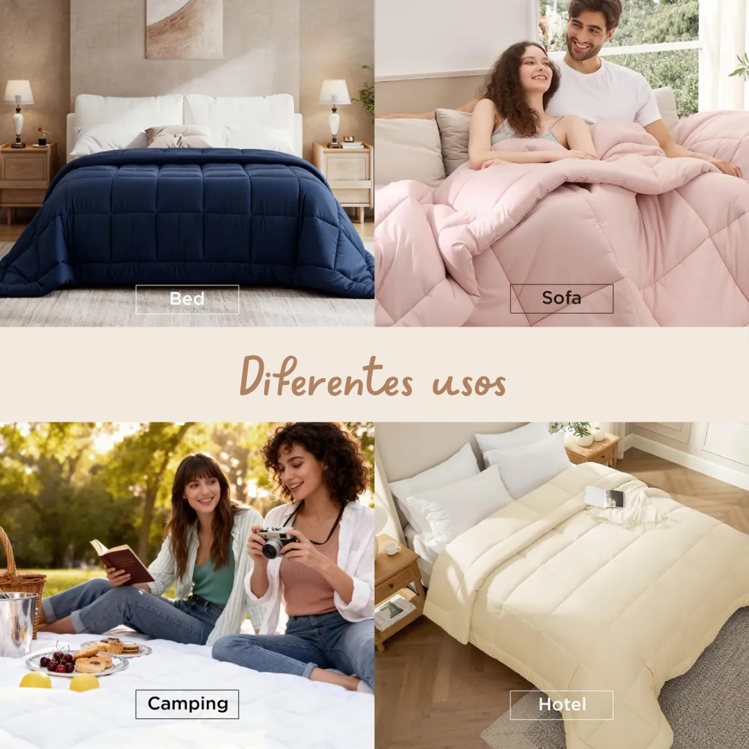 Plumón premium + 2 cojines pequeños + 2 fundas.