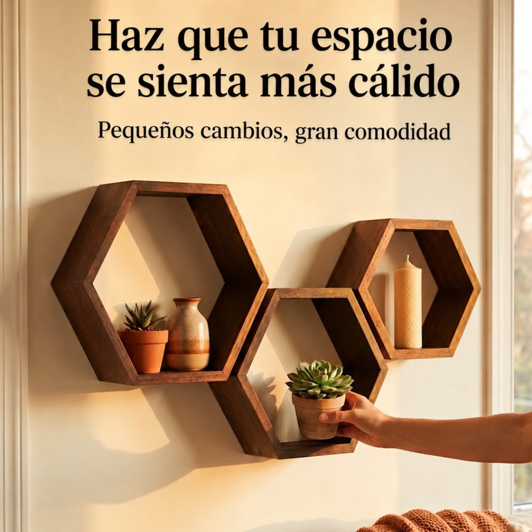 repisa hexagonal para hogar x3 unidades