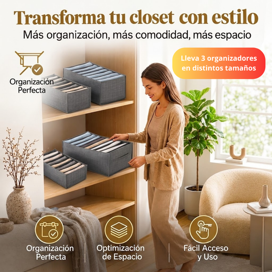 Set de cajas organizadoras con divisores x 3 unidades