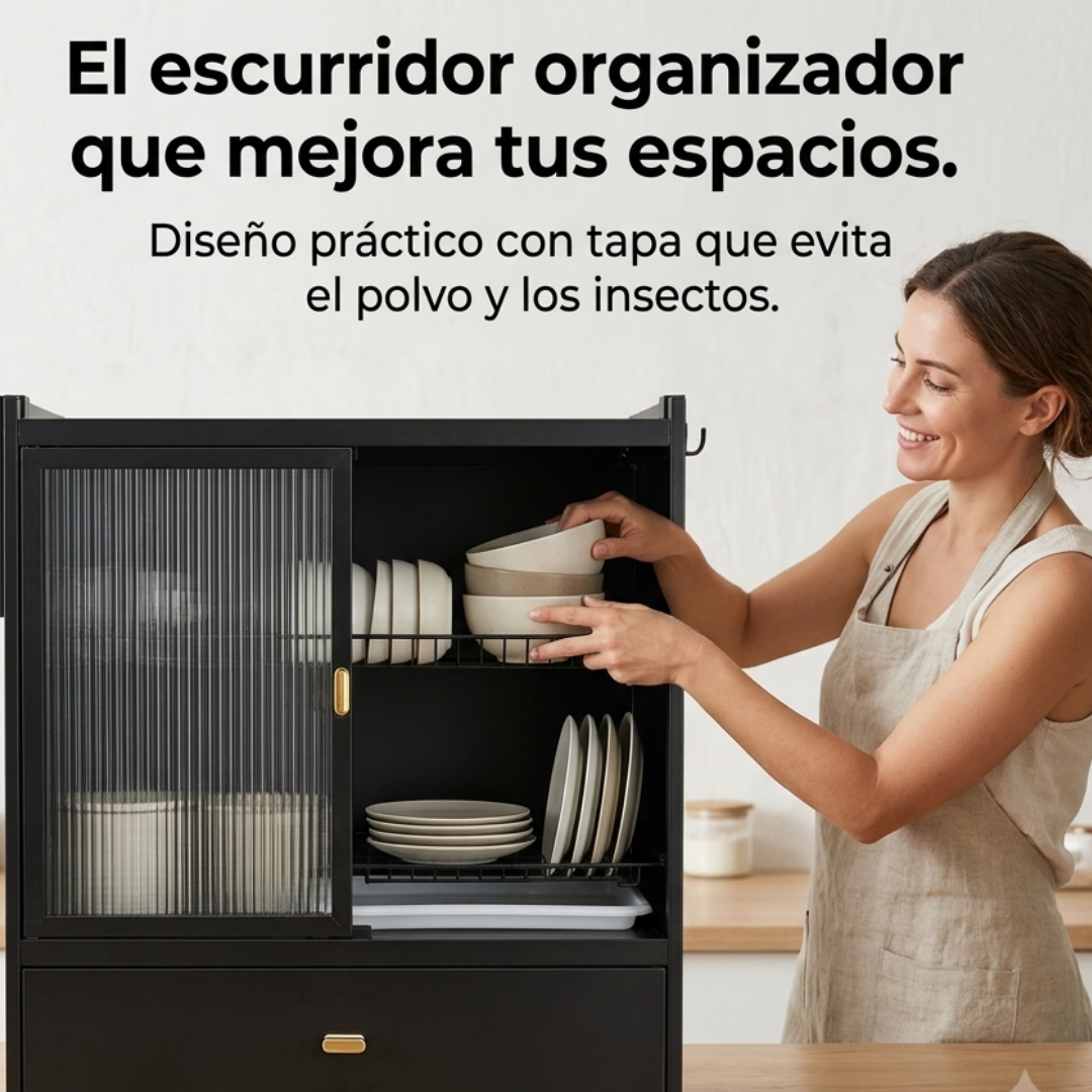 Estante escurridor con dos niveles de secado