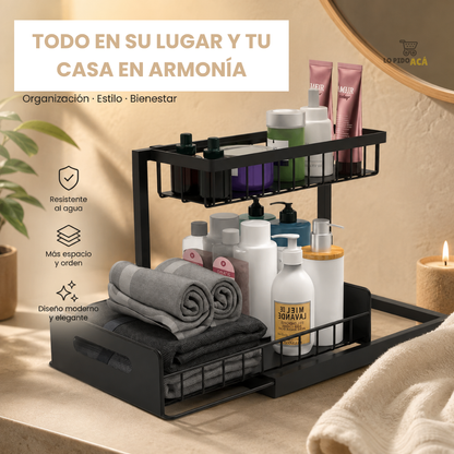 Organizador deslizante dos niveles