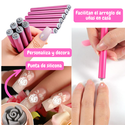 Set para estampar uñas x 6