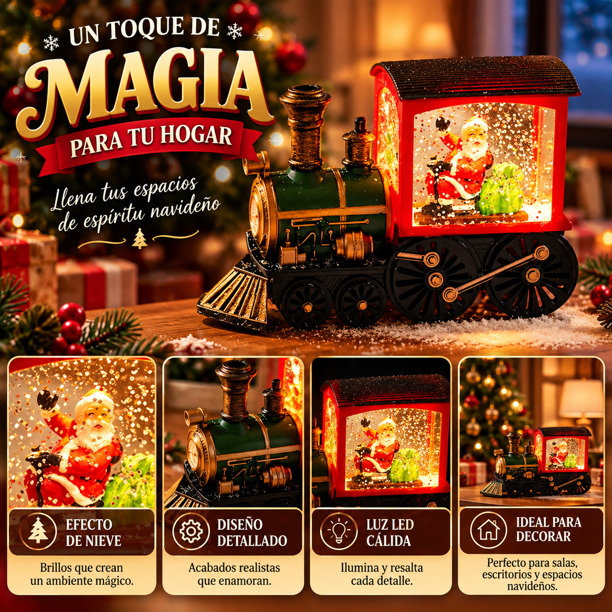 Tren Navideño Decorativo con luz