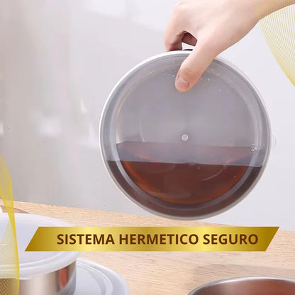 Set recipientes en acero con Tapa x5