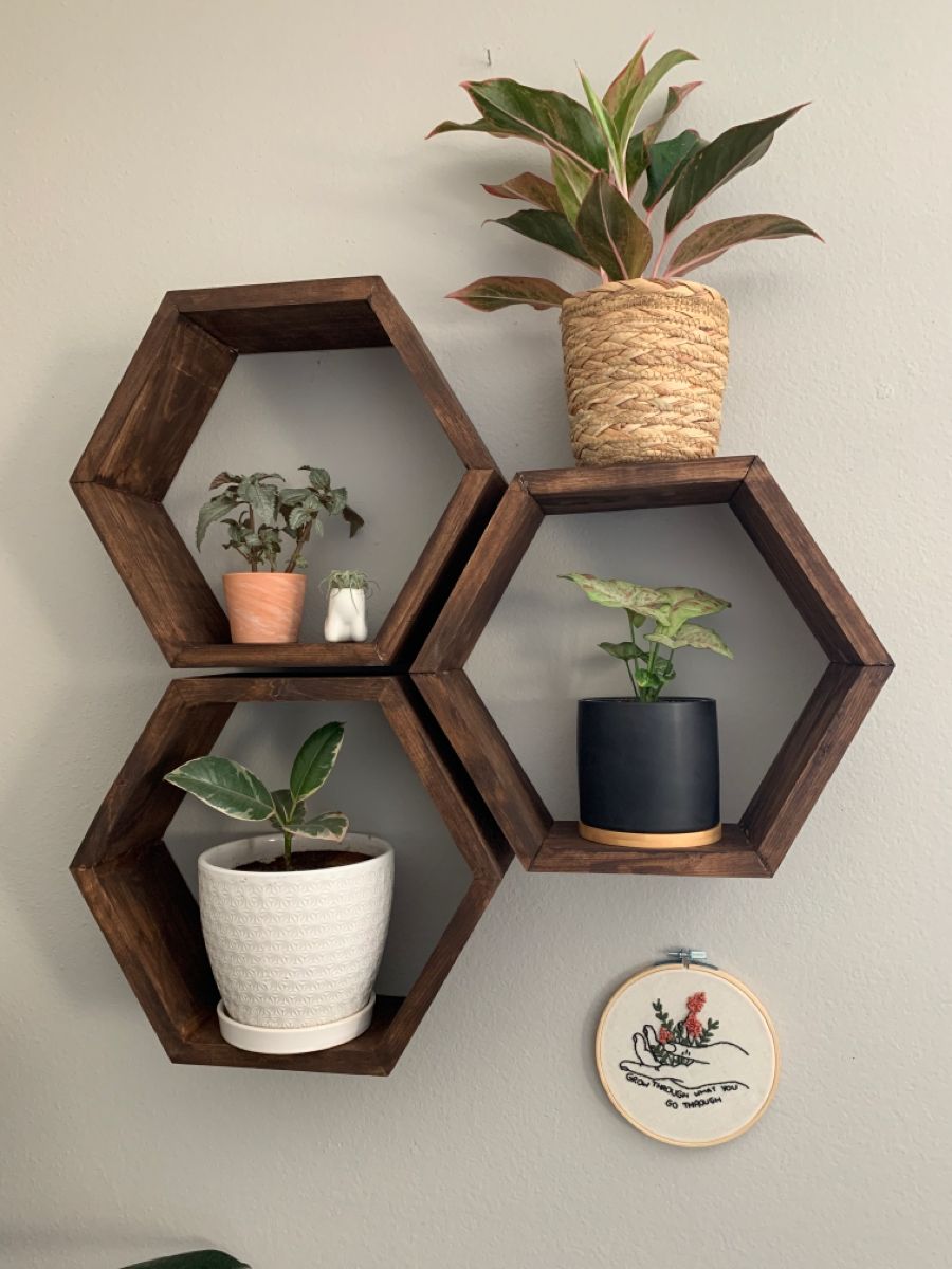 repisa hexagonal para hogar x3 unidades
