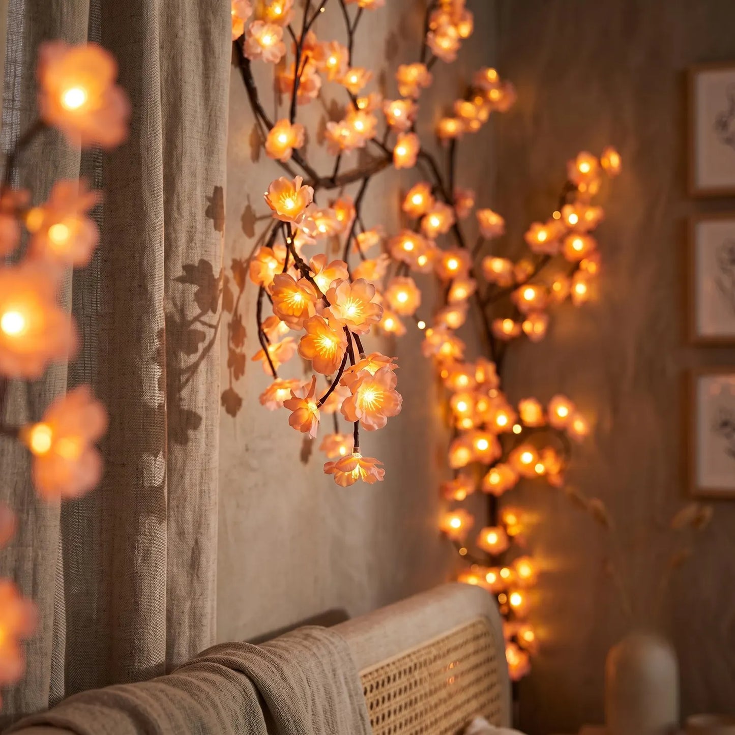 Guirnalda De Flores Cerezo Con Luces Led